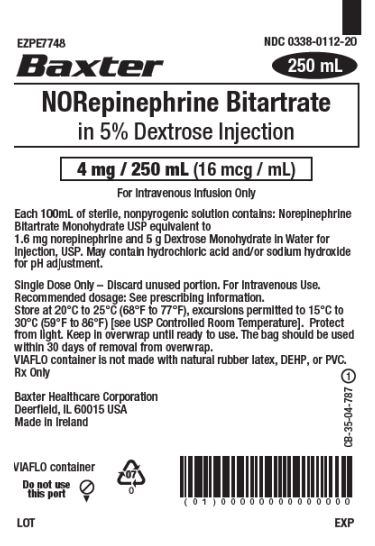 Representative Norepinephrene Container Label  0338-0112-20 DRAFT