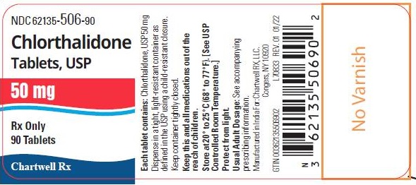 Chlorthalidone Tablets, USP-NDC: <a href=/NDC/62135-506-90>62135-506-90</a>-50mg-90 Tablets Bottle-Label.