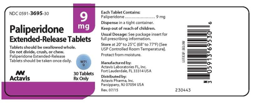 PRINCIPAL DISPLAY PANEL NDC: <a href=/NDC/0591-3695-30>0591-3695-30</a> Paliperidone Extended-Release Tablets 9 mg 30 Tablets Rx Only