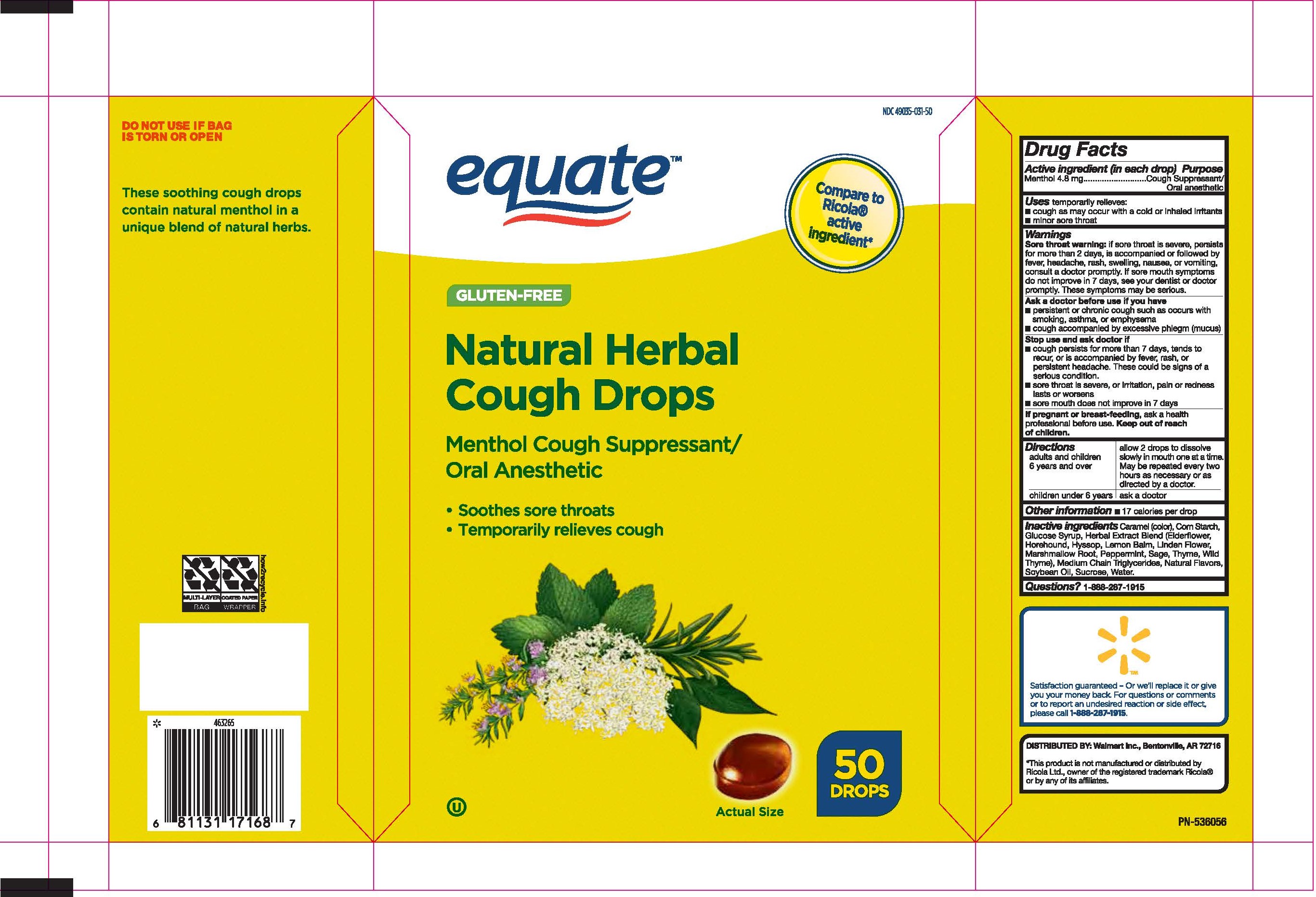 Equate Herbal 50ct Cough Drops