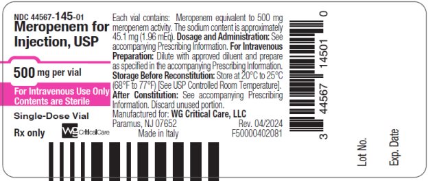 Meropenem 500 mg vial label