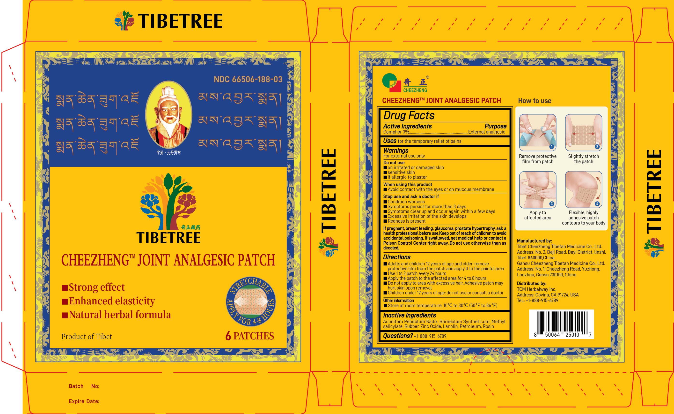 Tibetree Cheezheng Joint Analgesic Patch English Outer Box