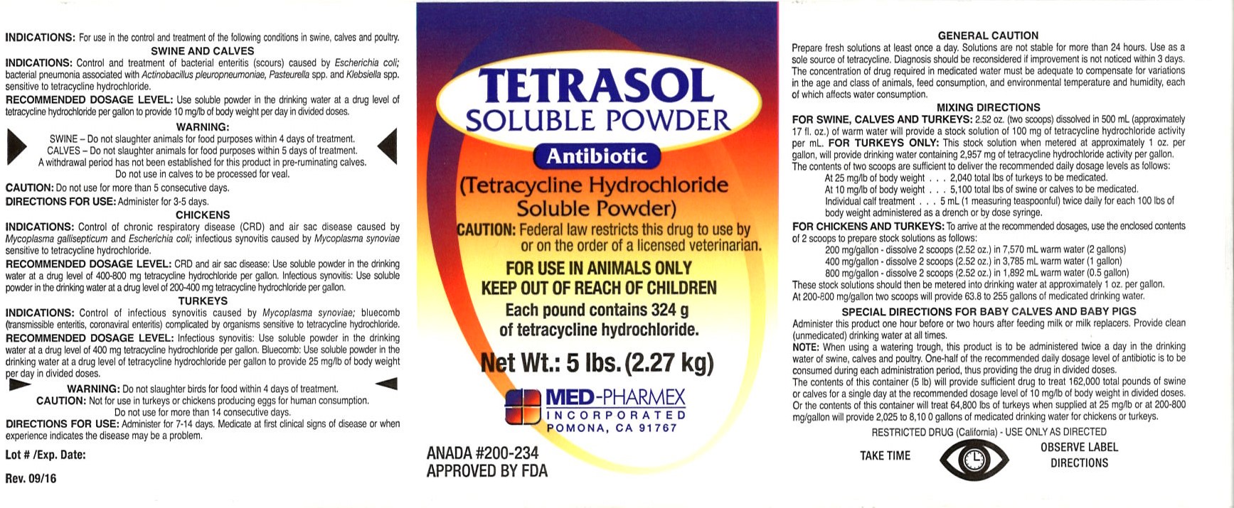 Tetrasol Soluble Powder 5lbs. label