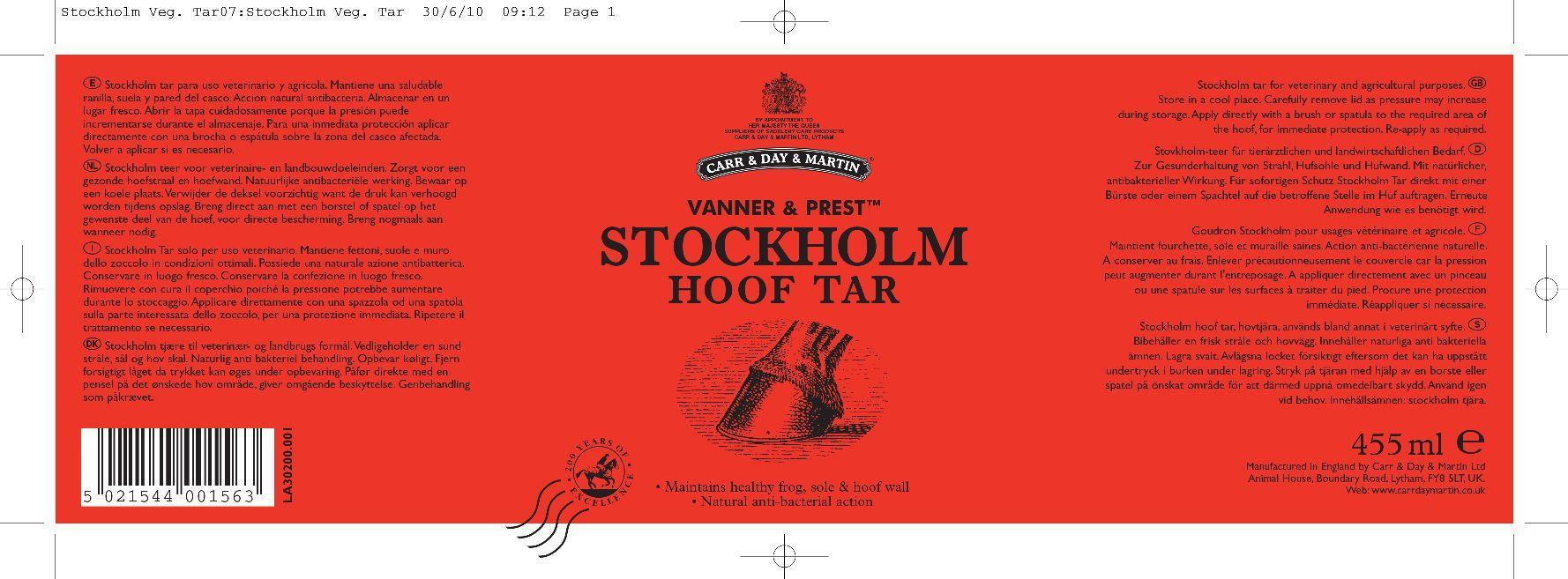 Vanner and Prest Stockholm Tar Label