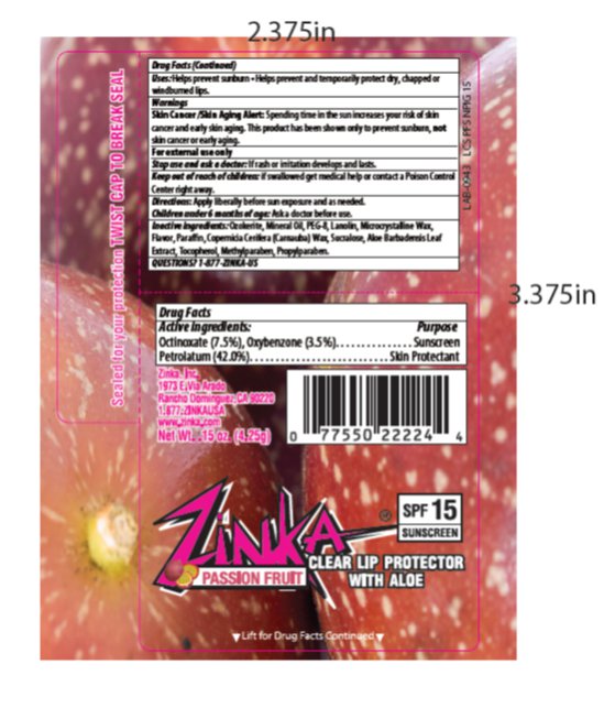Zinka Passion Fruit Label SPF 15 Lip Balm