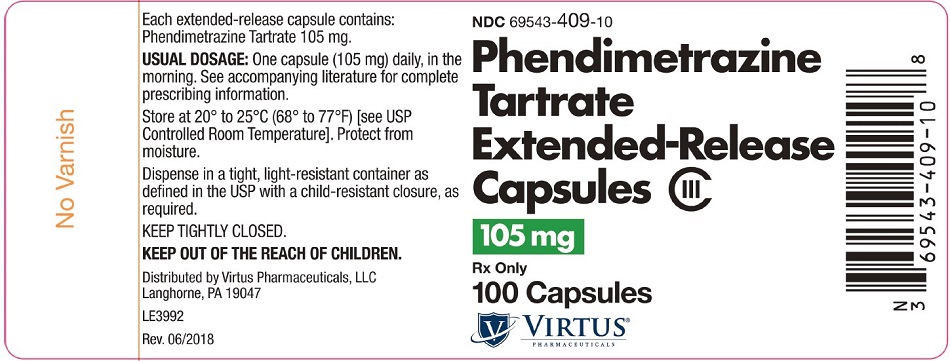 Phendimetrazine Tartrate Capsules 105 mg, 100s Label 
