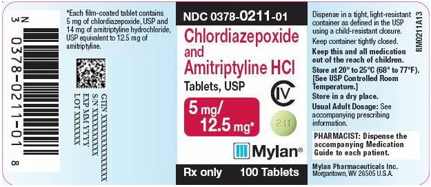Chlordiazepoxide and Amitriptyline Hydrochloride Tablets 5 mg/12.5 mg Bottle Label