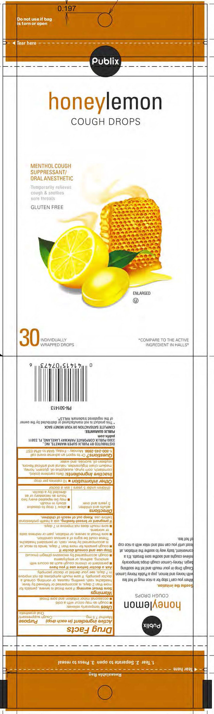 Publix Honey Lemon 30ct Cough Drops