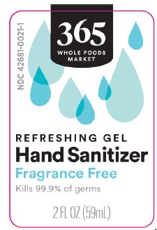 Refreshing Gel Hand Sanitizer label