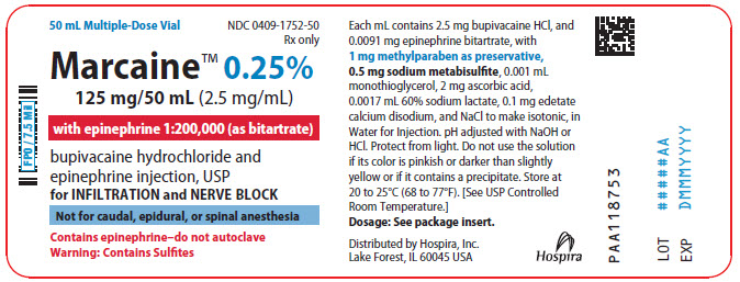 PRINCIPAL DISPLAY PANEL - 125 mg/50 mL Vial Label - 1752