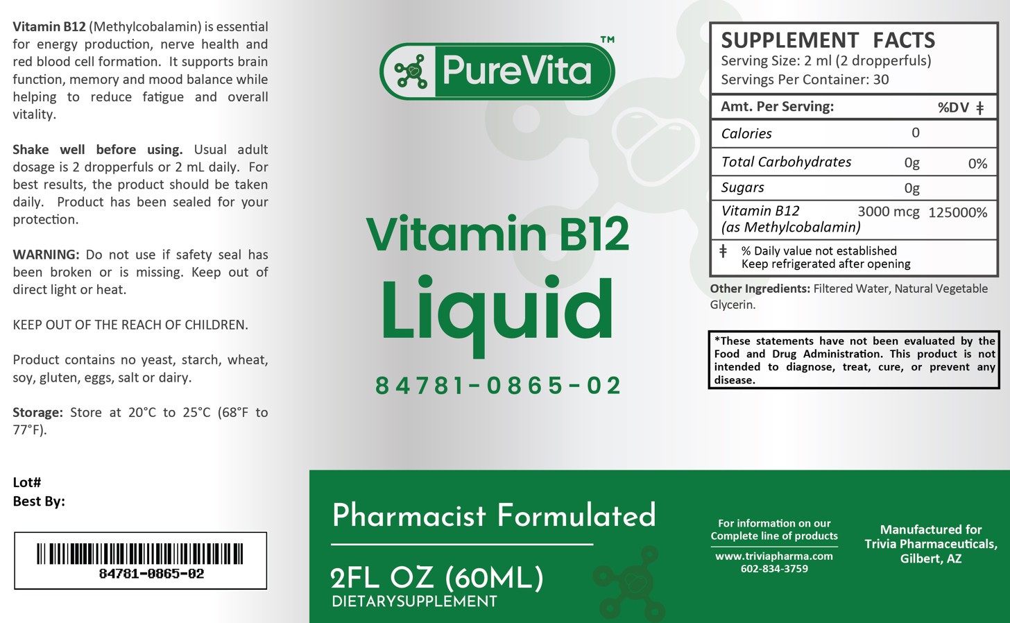 Vitamin B12 Label