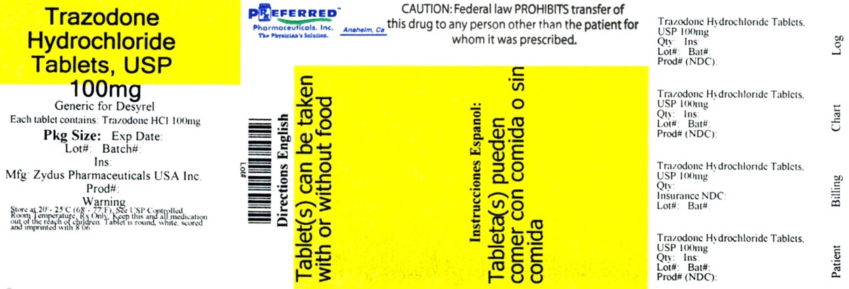 Trazadone Hydrochloride Tablets, USP 100mg