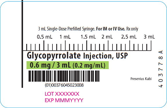 PACKAGE LABEL - PRINCIPAL DISPLAY – Glycopyrrolate Injection, USP 3 mL Syringe Label
