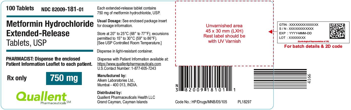 Metformin HCl ER Tablets 750 mg, 100 Tablets