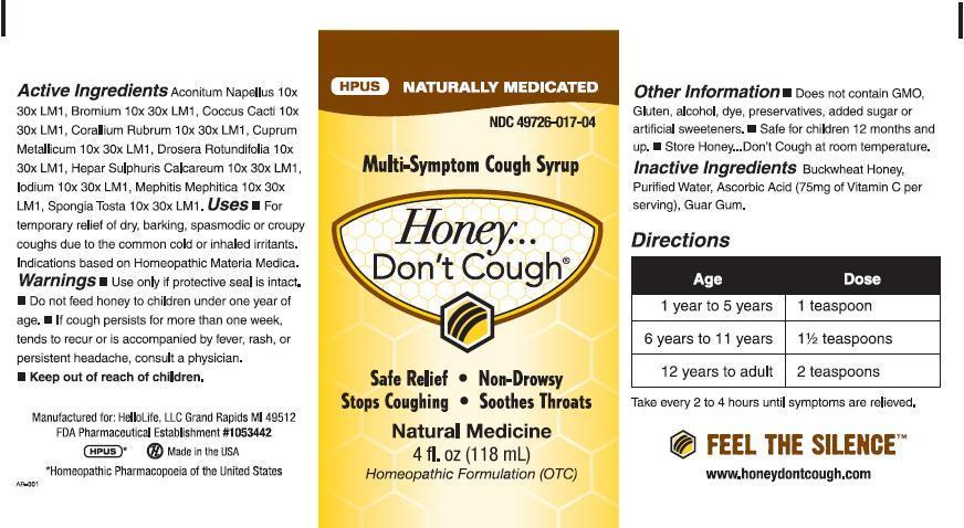 Honey Dont Cough Label