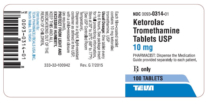Ketorolac Tromethamine Tablets USP 10mg 100s Label