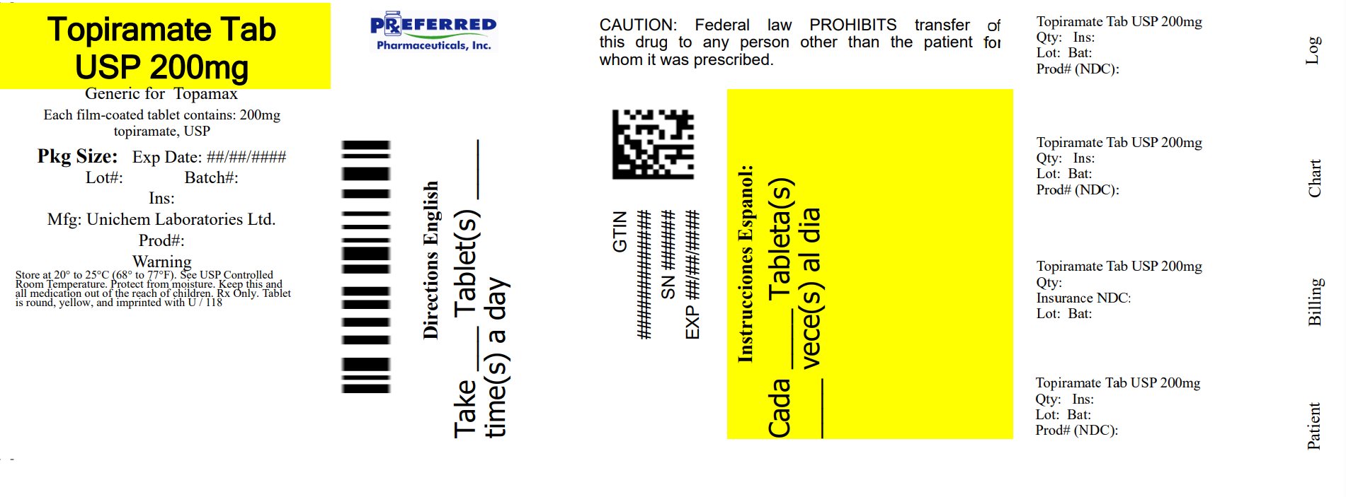 Topiramate Tab USP 200mg