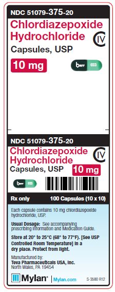 Chlordiazepoxide Hydrochloride 10 mg Capsules Unit Carton Label