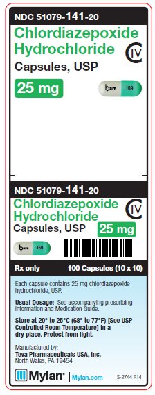 Chlordiazepoxide Hydrochloride 25 mg Capsules Unit Carton Label