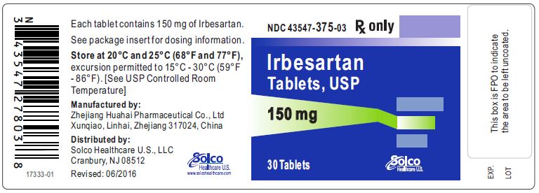 Irbesartan 150 mg 30 count