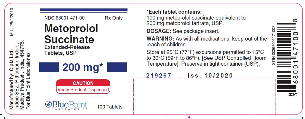 Label: Metoprolol Succinate ER tablets USP 200 mg