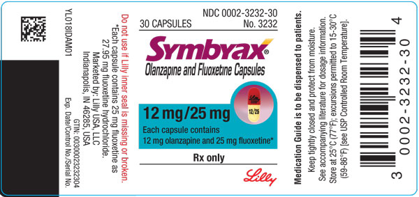 
PACKAGE LABEL – SYMBYAX 12mg/25mg capsules, bottle of 30
