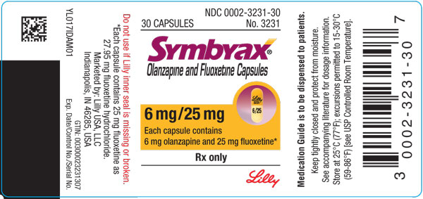 
PACKAGE LABEL – SYMBYAX 6mg/25mg capsules, bottle of 30
