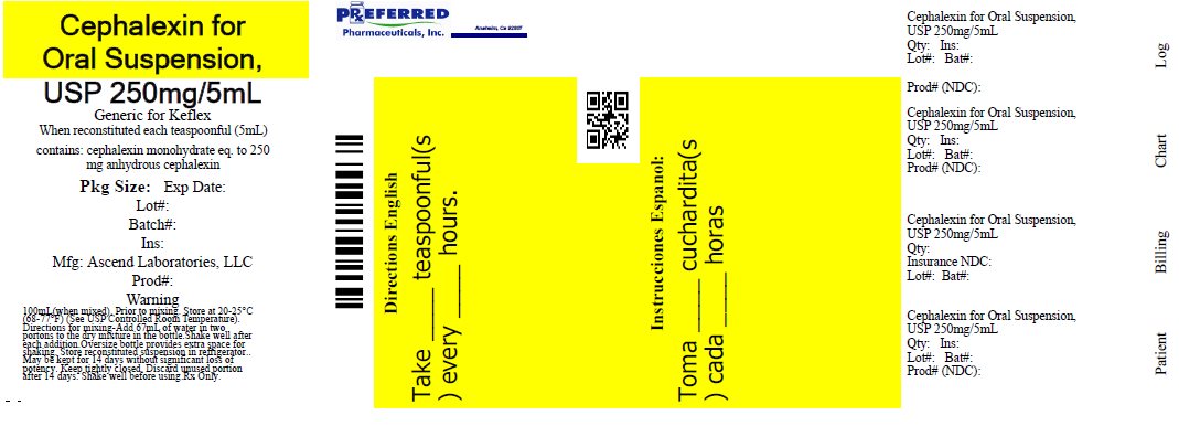 Cephalexin for Oral Suspension USP 250mg/5mL