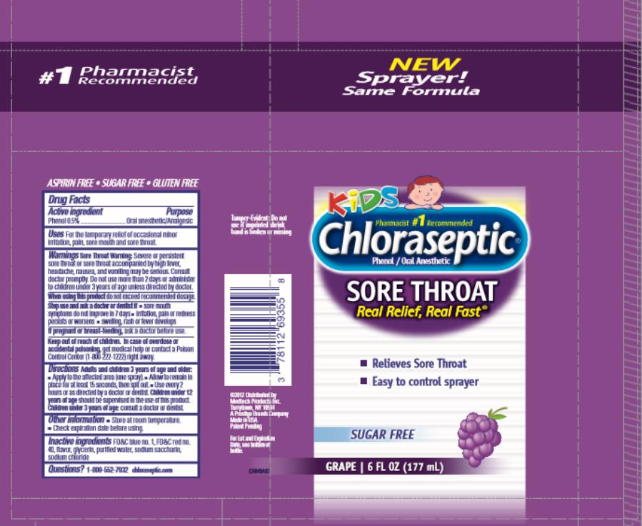 Kids Chloraseptic® 
Phenol/Oral Anesthetic
SORE THROAT
Real Relief, Real Fast®
GRAPE | 6 fl oz (177 mL)
