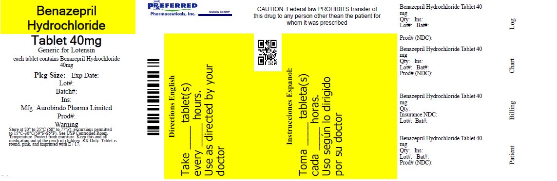 Benazepril Hydrochloride Tablet 40mg
