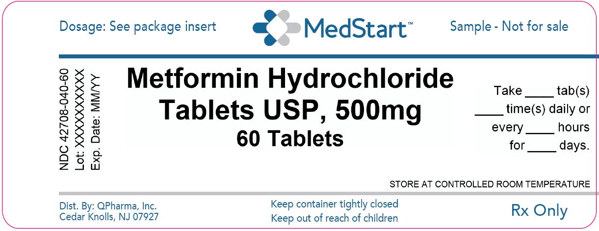 42708-040-60 Metformin Hydrochloride Tablets USP, 500mg x 60