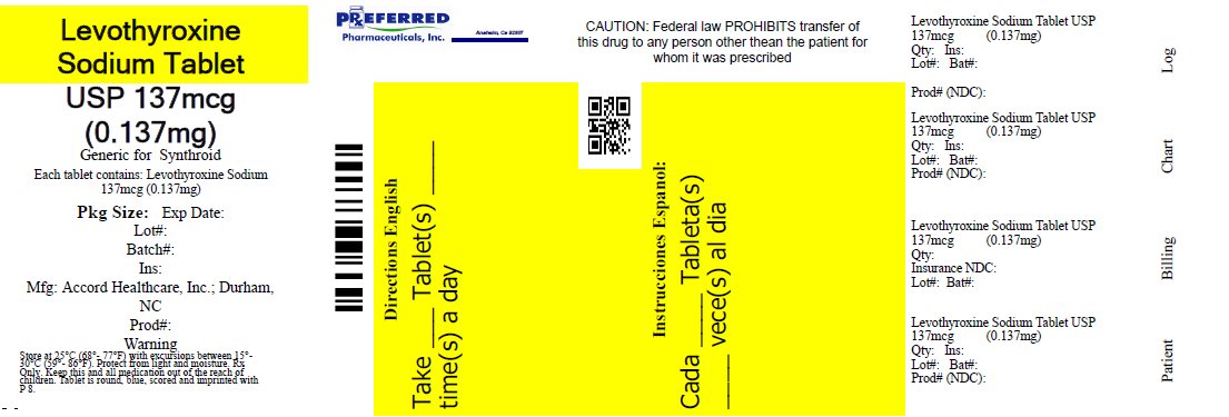 Levothyroxine Sodium Tablet USP 137mcg (0.137mg)