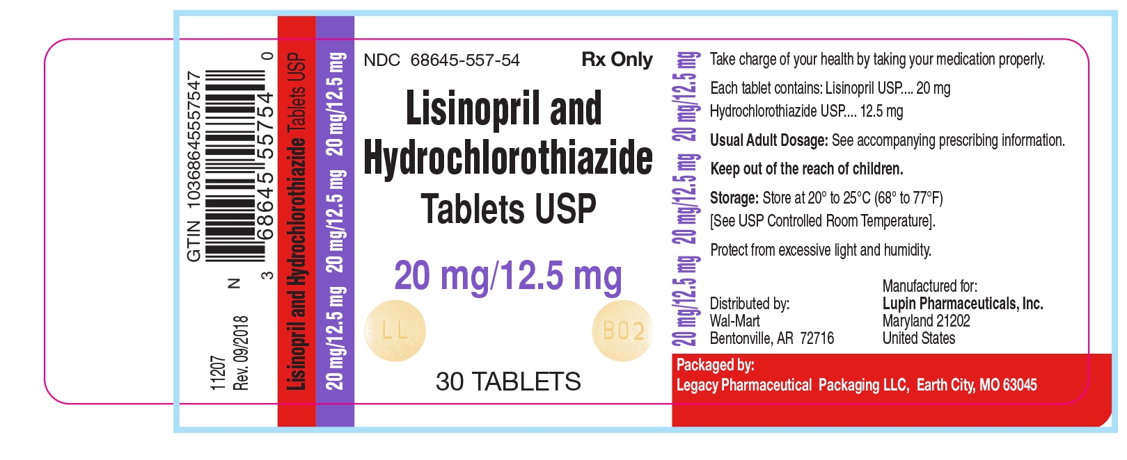 Lisinopril and Hydrochlorothiazide Tablets, USP 20 mg/12.5 mg