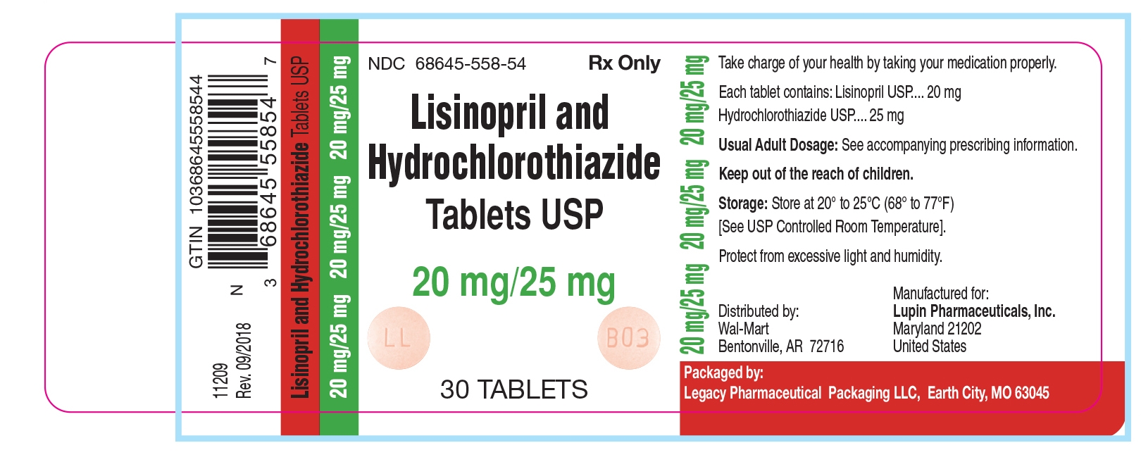 Lisinopril and Hydrochlorothiazide Tablets, USP 20 mg/25 mg