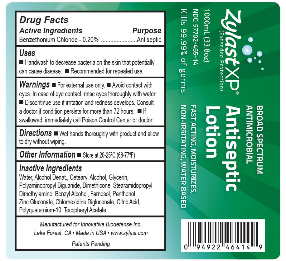 NDC: <a href=/NDC/57702-465-14>57702-465-14</a> Zylast XP Extended Protection Broad Spectrum Antimicrobial Antiseptic 1000mL (33.8oz)