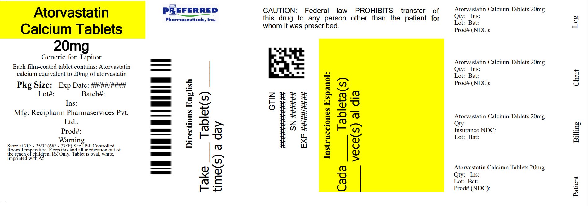 Atorvastatin Calcium Tablets 20mg