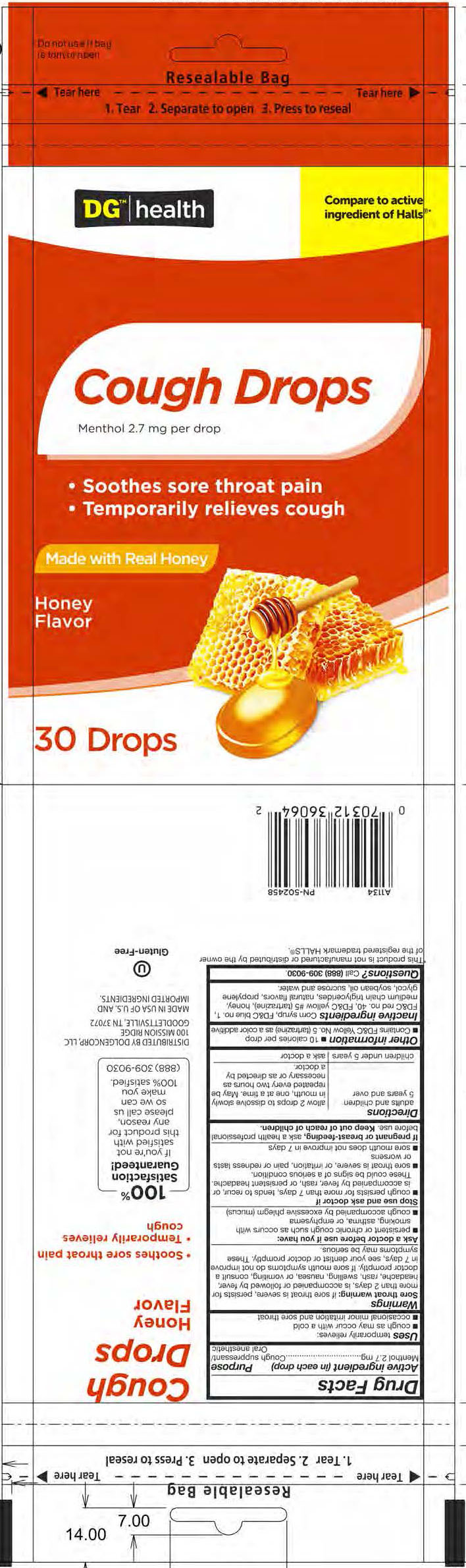 Dollar General Honey 30ct Cough Drops