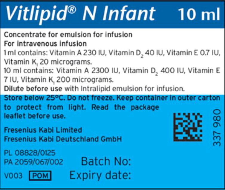 PACKAGE LABEL – PRINCIPAL DISPLAY PANEL – VITALIPID® N Infant 10 mL Ampule Label
