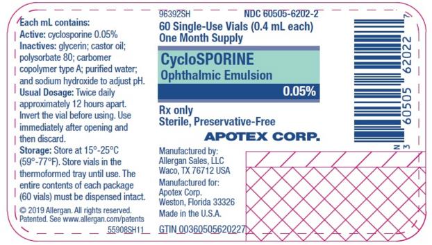 PRINCIPAL DISPLAY PANEL
NDC: <a href=/NDC/60505-6202-2>60505-6202-2</a>
60 Single-Use Vials (0.4 mL each)
One Month Supply
CycloSPORINE
Ophthalmic Emulsion
0.05%
Rx Only
Sterile, Preservatice-Free
