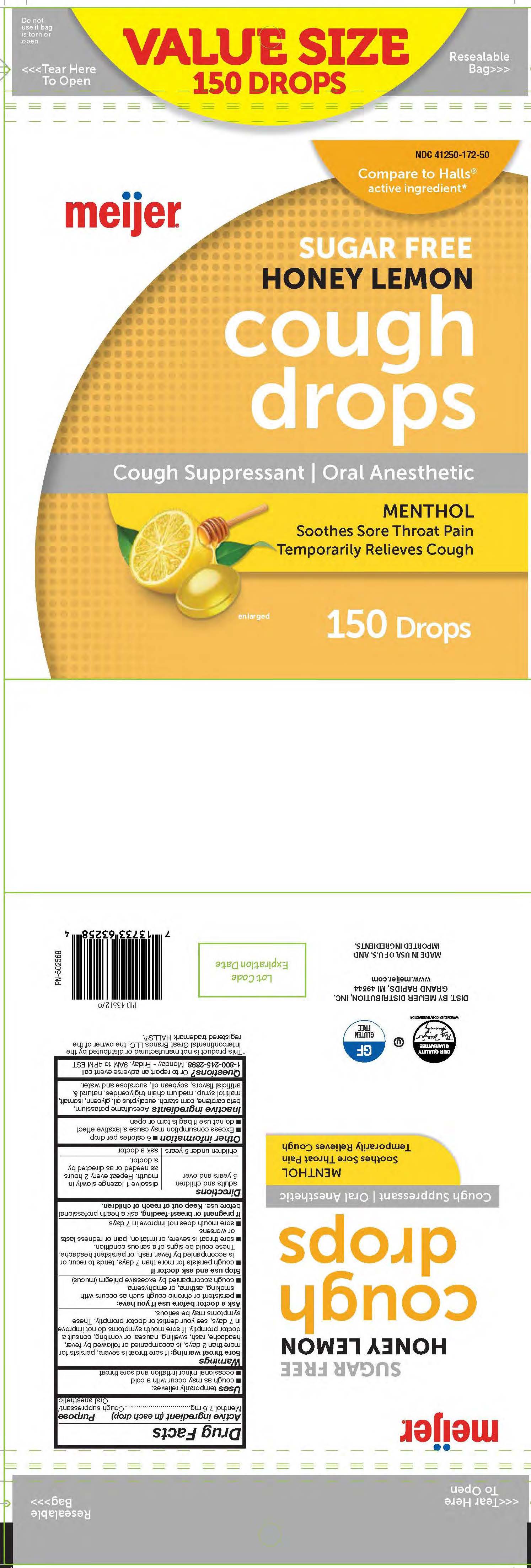 Meijer SF Honey Lemon 150ct Cough Drops