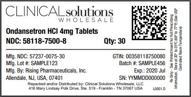 Ondansetron HCl 4mg tablet 30 count blister card