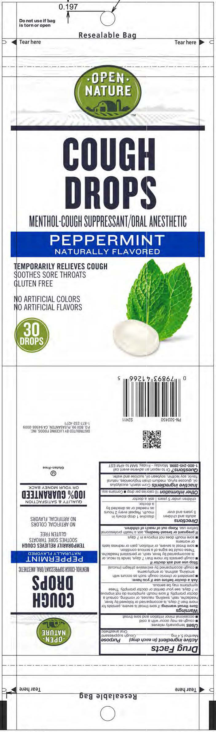 Open Nature Peppermint 30ct Cough Drops