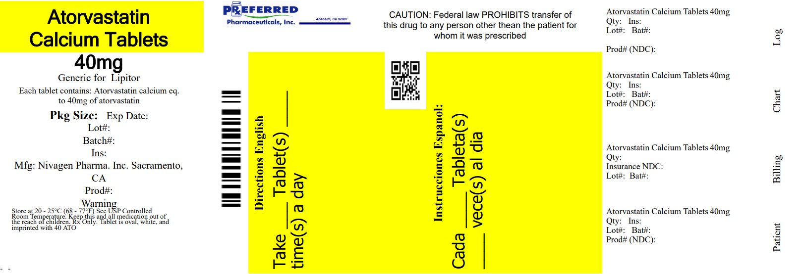 Atorvastatin Calcium Tablets 40mg