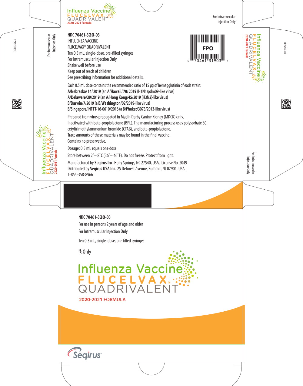 Principal Display Panel - Flucelvax Quadrivalent Injection Suspension 2020-2021 0.5 mL Carton Label
