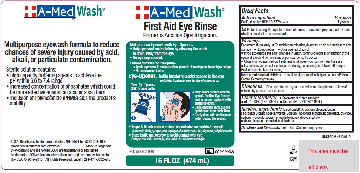 A-Med Wash First Aid Eye Rinse solution label