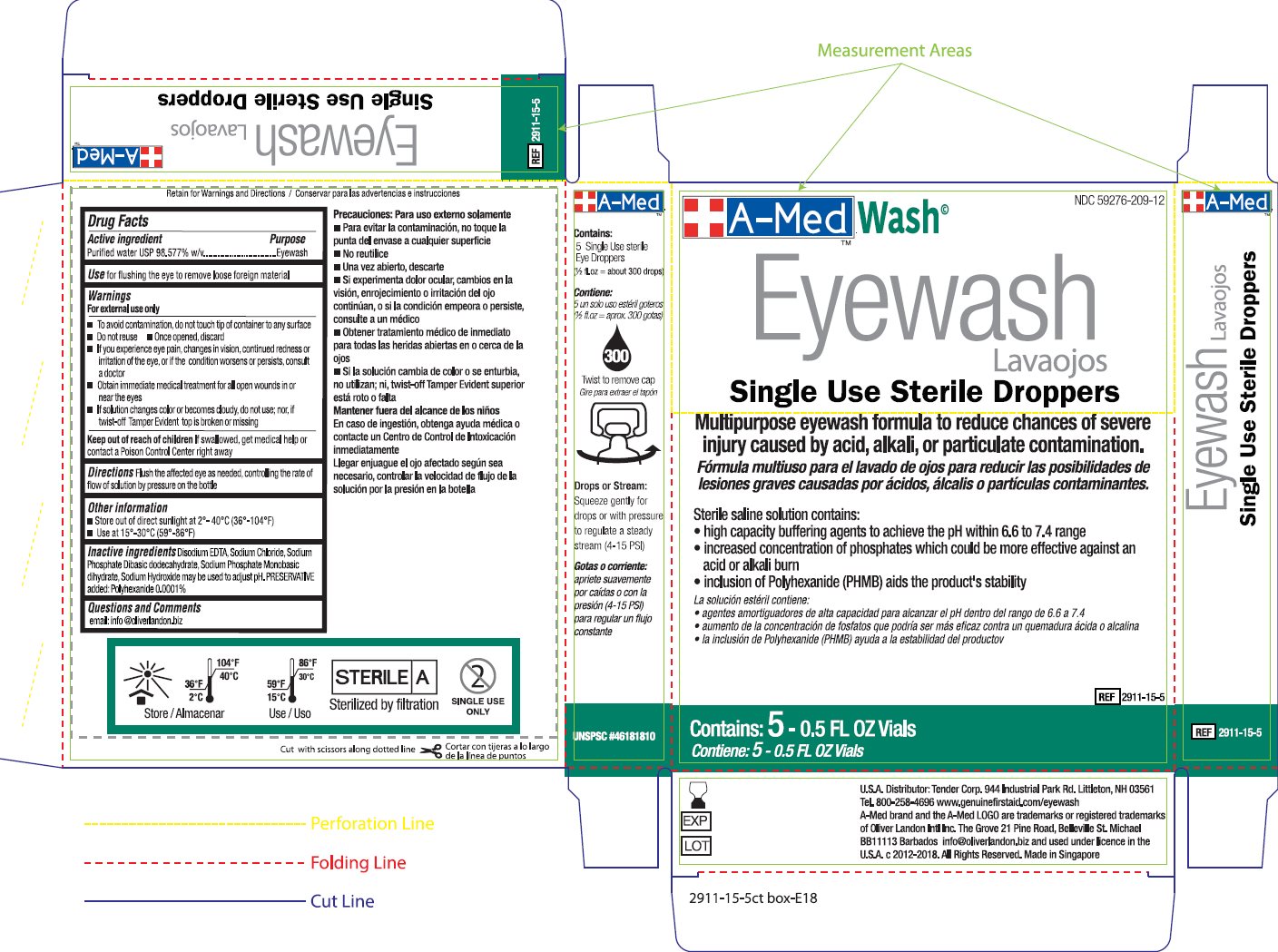 A-Med Wash Eyewash solution label