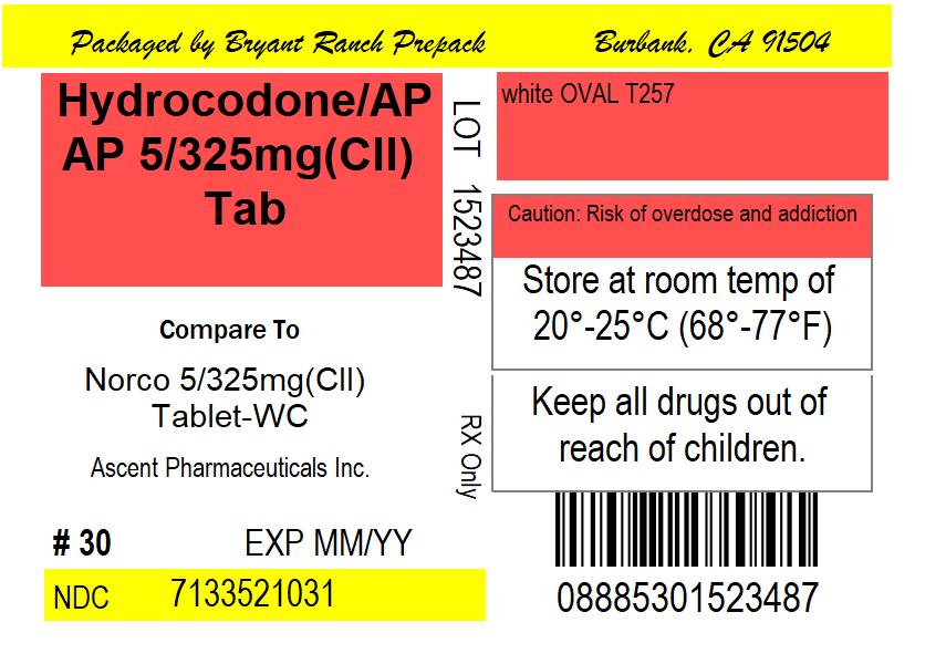 HYDROCODONE BITARTRATE AND ACETAMINOPHEN tablet