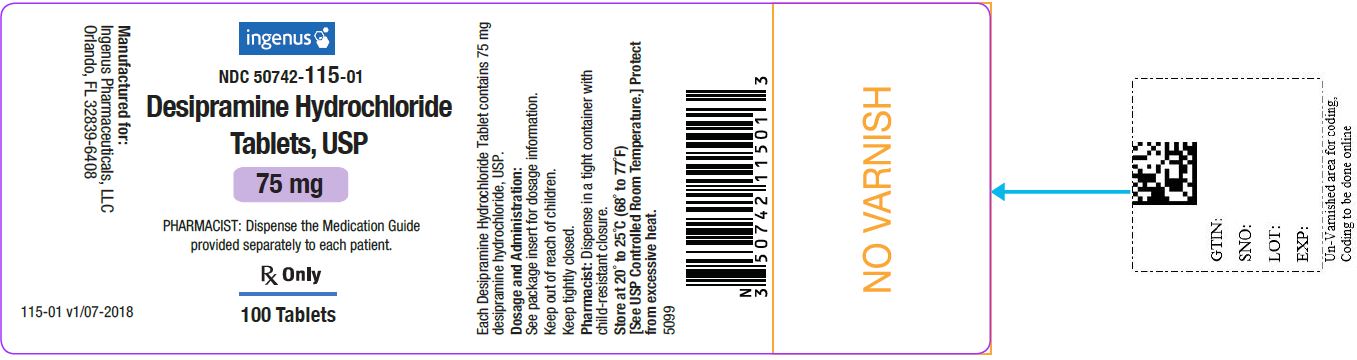 Desipramine Hydrochloride Tablets, USP 75 mg - 100 Tablets