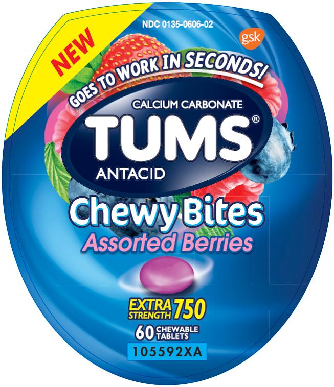 Tums Chewy Bites 60 count front label