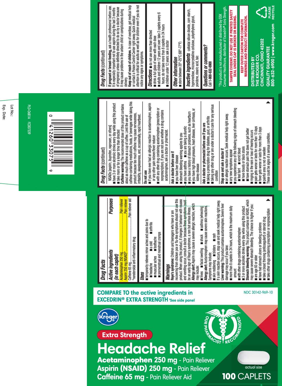 Acetaminophen 250 mg, Aspirin 250 mg (NSAID)*, Caffeine 65 mg, *nonsteroidal anti-inflammatory drug